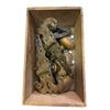 Image 2 : Reckitt's Bag Blue Box of Antique Brass and Glass Pulls, Knobs and Hinges