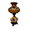 Image 1 : Single Hurricane Lamp Brown Cream and Brass