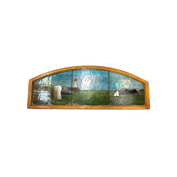 Vintage Nautical Scene Stained Art Glass