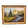Image 1 : 1965 Original Oil On Canvas Painting Signed R. Lyons Nature Scene