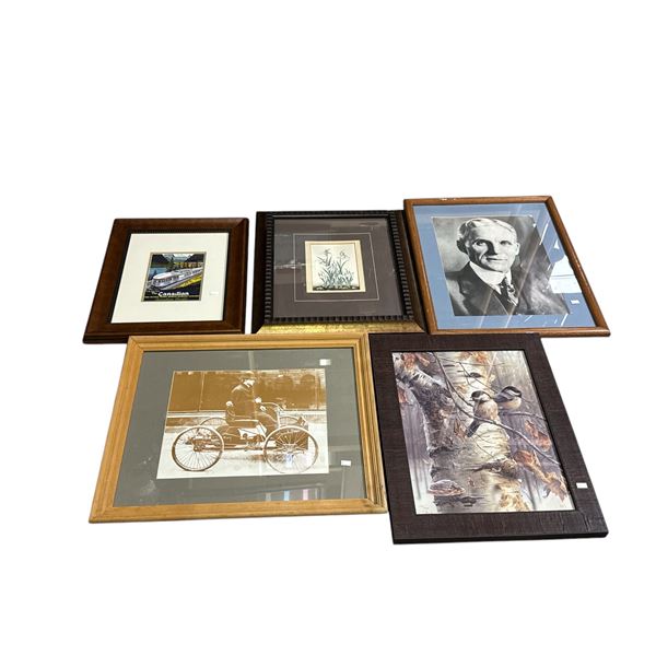 5pcs Of Assorted Framed Art