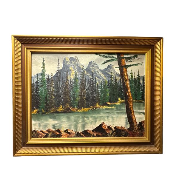 Framed 1962 Original Oil On Canvas Painting Artist Signed Nature Scene