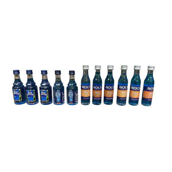 11 Airplane Bottles Of Bols Blue Curacao