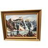 Image 1 : Vintage Framed Original Oil On Canvas Mountain Scene Painting Artist Signed