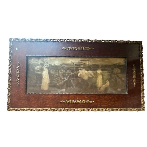 Vintage Framed Pioneer Harvesting Scene Wall Art