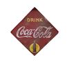 Image 1 : Original Vintage Coca-Cola Diamond Cardboard Advertisement Sign