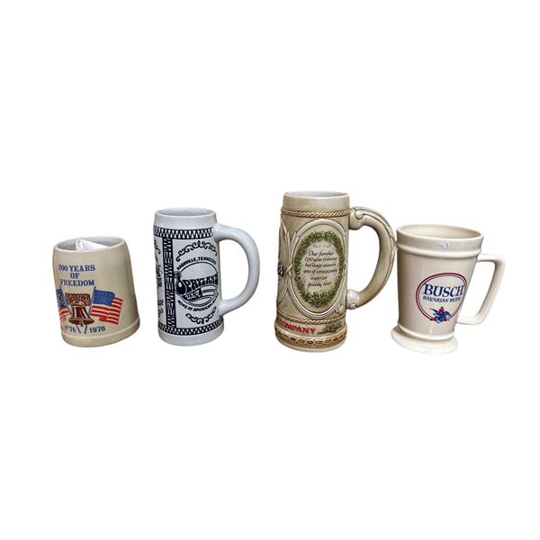 4 Vintage Steins: Liberty Bell, Busch, & More