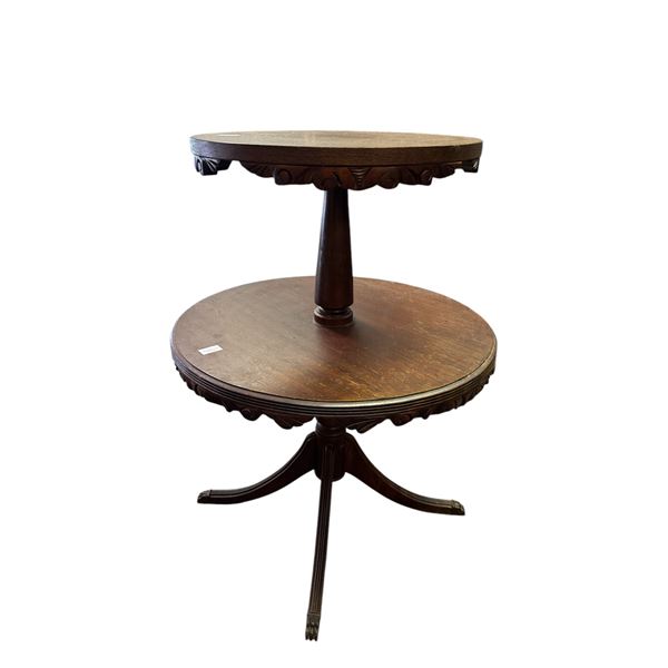 Vintage 2 Tier Skirted Duncan Phyfe Side Table