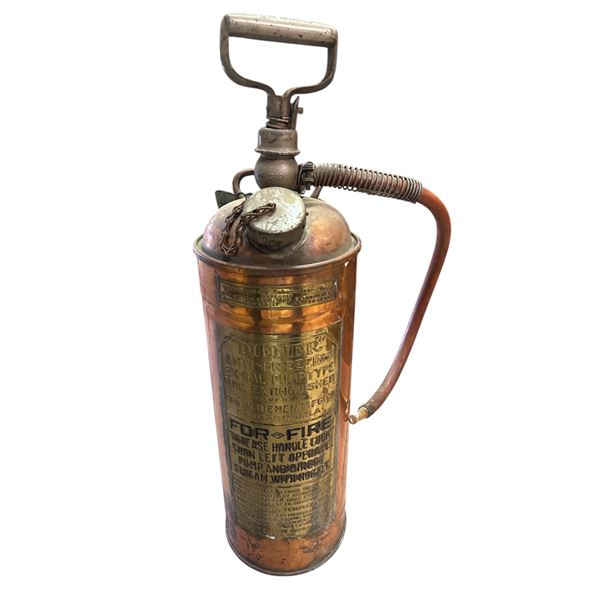 Vintage Diener Copper Brass Face Fire Extinguisher