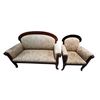 Image 1 : 2pc Vintage Carved  Wood Sofa Set: Love Seat & Lounge Chair