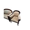 Image 2 : 2pc Vintage Carved  Wood Sofa Set: Love Seat & Lounge Chair
