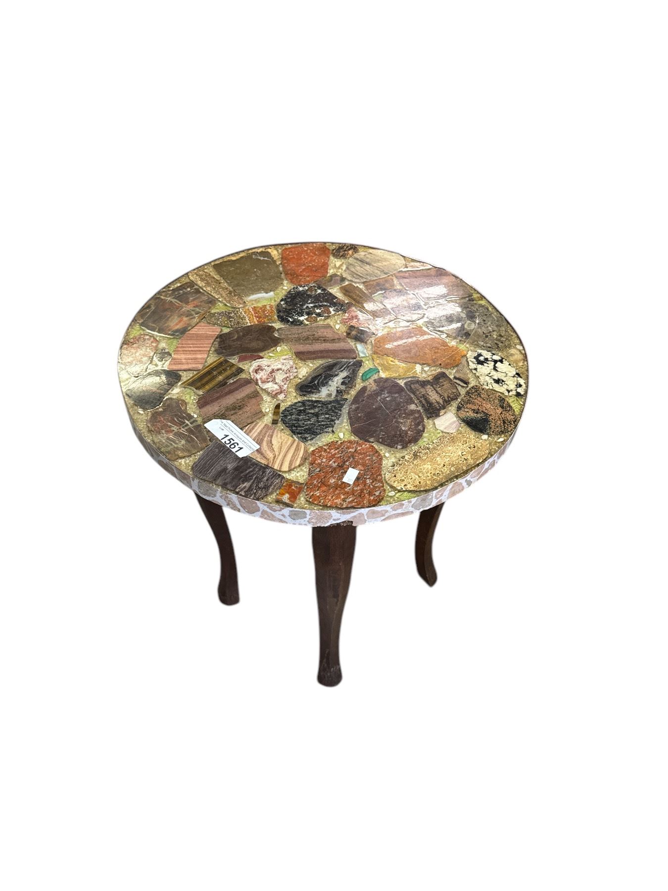 Rebit Stone Tools Table Vintage Cut Stone In Resin Top Side Table