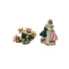 Image 2 : 2 Vintage Porcelain Collectibles: Capodimonte Floral Basket & Victorian Figurine