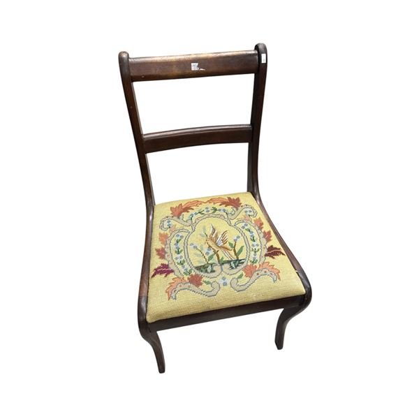 Vintage Needle Point Bird Motif Chair