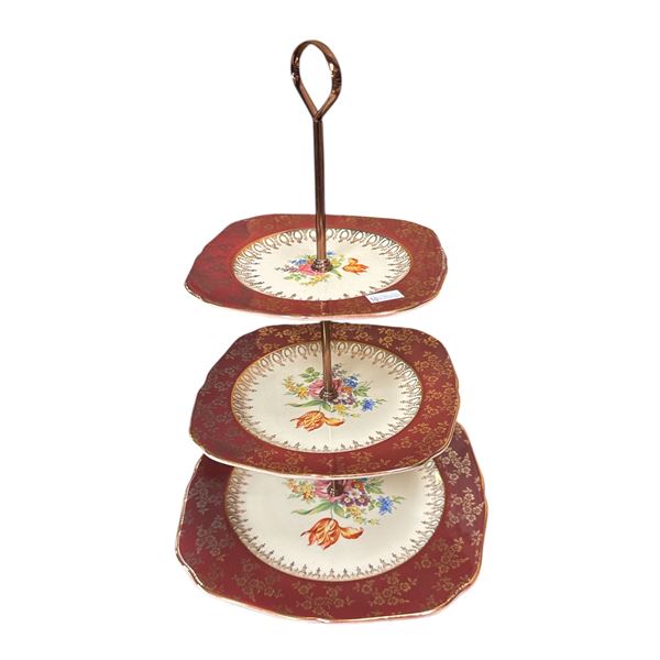 Vintage H&K Tunsall 3 Tier Cake Plate