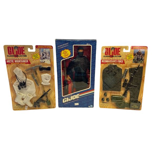 3 Vintage G.I. Joe Toy Collectibles: Reconnaissance Force Mission Gear, Arctic Mountaineer Gear, & S
