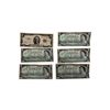 Image 1 : American $2 Bill and 5x $1 Canadian Centennial of Canada Confederation Bill