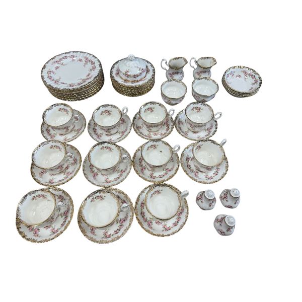 53pcs Of Vintage Royal Albert Chinaware "Dimity Rose": Plates, Teacups, Saucers, Salt+Pepper, & More