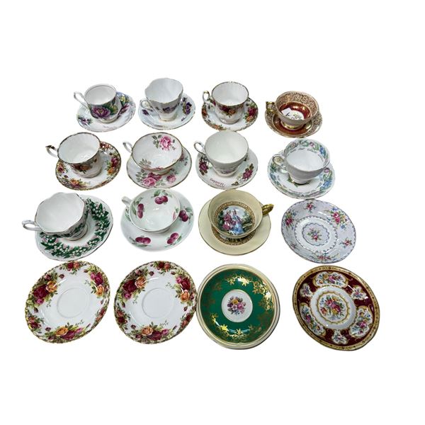 27pcs Of Various Teacups & Saucers: Royal Albert, Double Stamp Paragon. Windsor, & More
