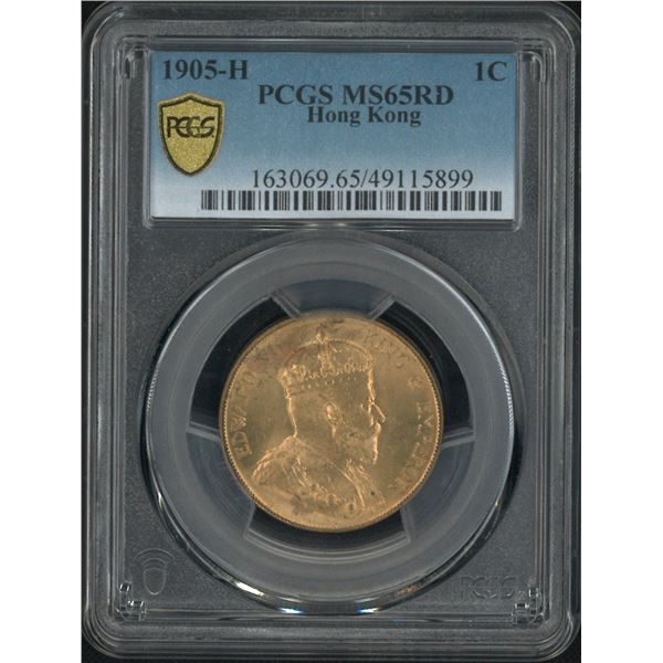 Hong Kong, 1905H King George V 1 cent. PCGS MS65RD. Rare in this eye-appealing condition.
