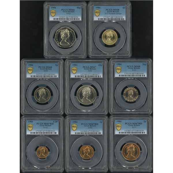 Great Britain, 1984, Standard coin set, set of (8), including: 0.5/ 1/ 2/  5/ 10/ 20/ 50 pence & £1.