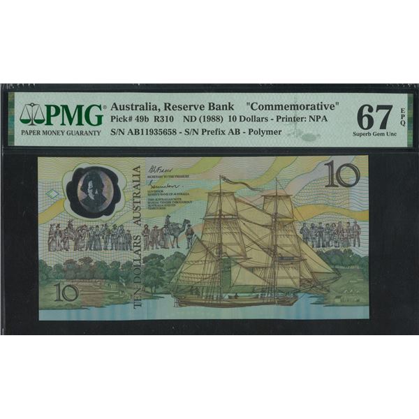 Australia, ND(1988), 10 Dollars, AB11935658. PMG 67EPQ. Commemorative