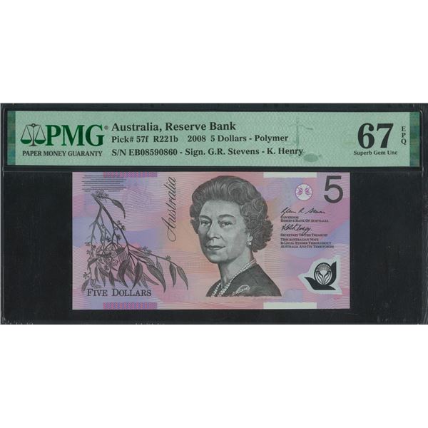Australia,2008, 5 Dollars, EB08590860. PMG 67EPQ.