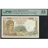Image 1 : France, 1938, 50 Francs, S.9038 087. PMG 53. Rare in this good AU condition.