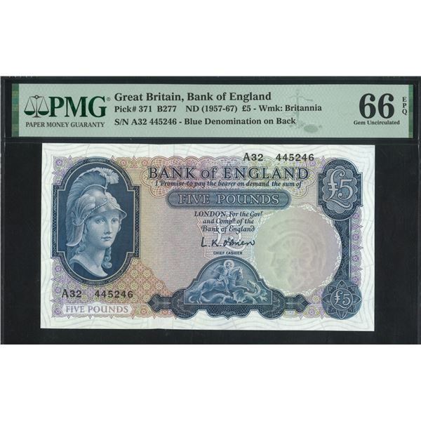 Great Britain, ND (1957 -67), £5, A32 445246. PMG 66EPQ.