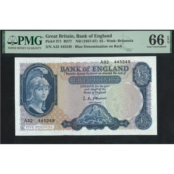 Great Britain, ND (1957 -67), £5, A32 445248. PMG 66EPQ.