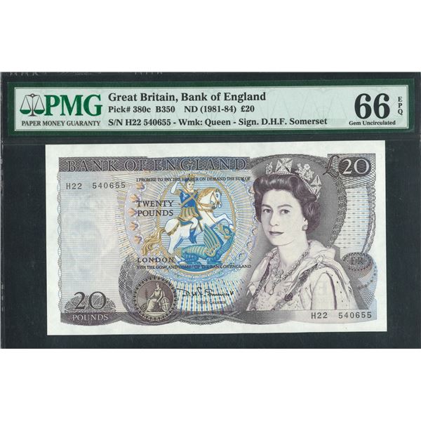 Great Britain, ND (1981-84), £20, H22 540655. PMG 66EPQ.