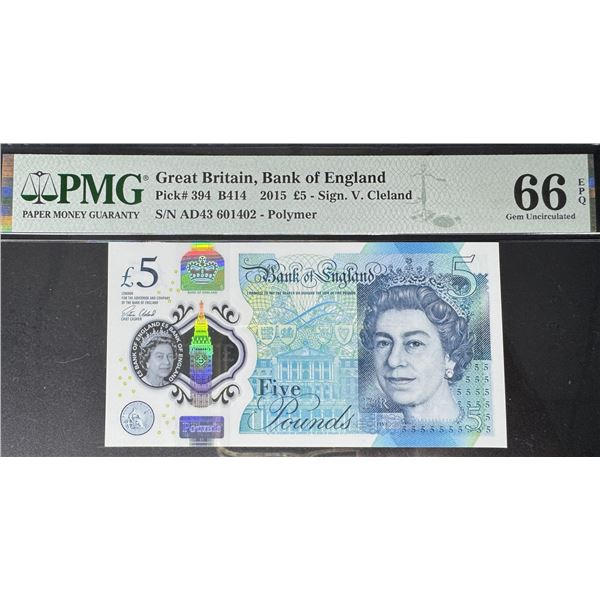 Great Britain, 2015, £5, AD43 601402. PMG 66EPQ.