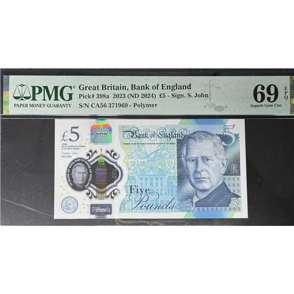 Great Britain, 2023 (ND 2024), £5, CA56 371969. PMG 69EPQ.