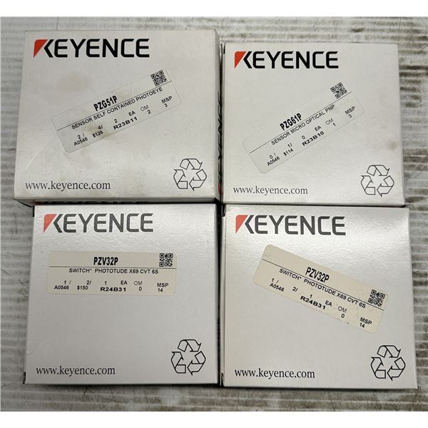 Lot of (4) Misc. Keyence Photoelectric Sensors