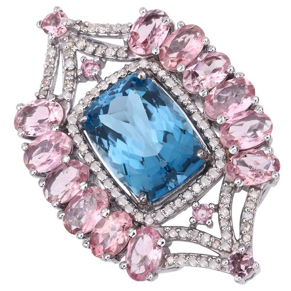 Genuine Multi Gemstones Silver Ring