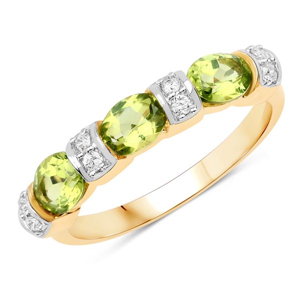 Genuine Peridot and Diamond Ring