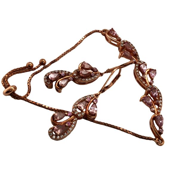 Morganite and Diamond Earring and Bracelet Set