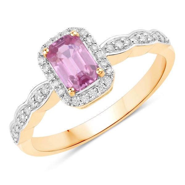 Genuine Pink Sapphire and White Diamond Ring
