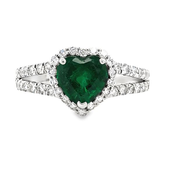 GIA Heart Emerald and Diamond Ring
