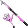 Image 1 : Plusinno Telescopic Fishing Rod With Accessories in Pink Carry Bag