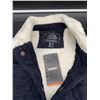 Image 2 : Outdoor Jacket with Faux Shearling Collar in Navy Corduroy, Size Medium