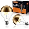 Image 1 : Kooywan Half Chrome Light Bulb 6W (60W Equivalent) Dimmable LED Edison Bulb G80/G25 Globe Shape Deco
