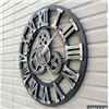 Image 1 : Wall Clock With Roman Numerals and Exposed Gear Design
