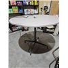 Image 1 : Round Table with Metal Base and Integrated Power Outlet – 54″D x 42″T