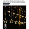 Image 1 : LED Star Curtain Lights, 138 LEDs, 8 Modes, Warm White, IP44 Waterproof, 2M Length