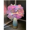 Image 2 : Electric Table Lamp With Multicolor Feather Shade And Gold Base