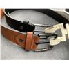 Image 2 : Set of Two Men’s Belts in Black and Brown with Adjustable Buckles Size SM