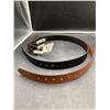 Image 3 : Set of Two Men’s Belts in Black and Brown with Adjustable Buckles Size SM