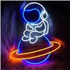 Image 1 : Helwey Astronaut Sitting on Planet LED Neon Sign Big Neon Light Sign Neon Wall Light