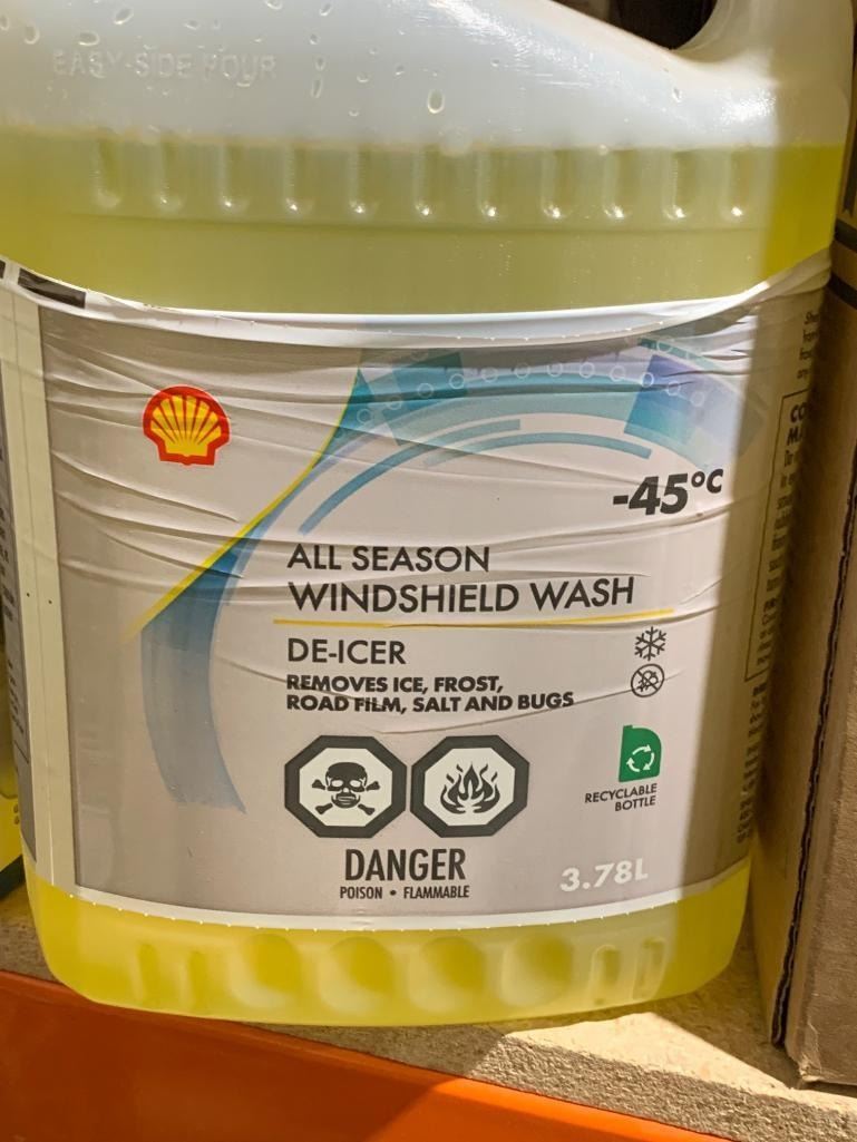 Shell All Season Premium Windshield Wash -45C, 4 Pack of 3.78L Units